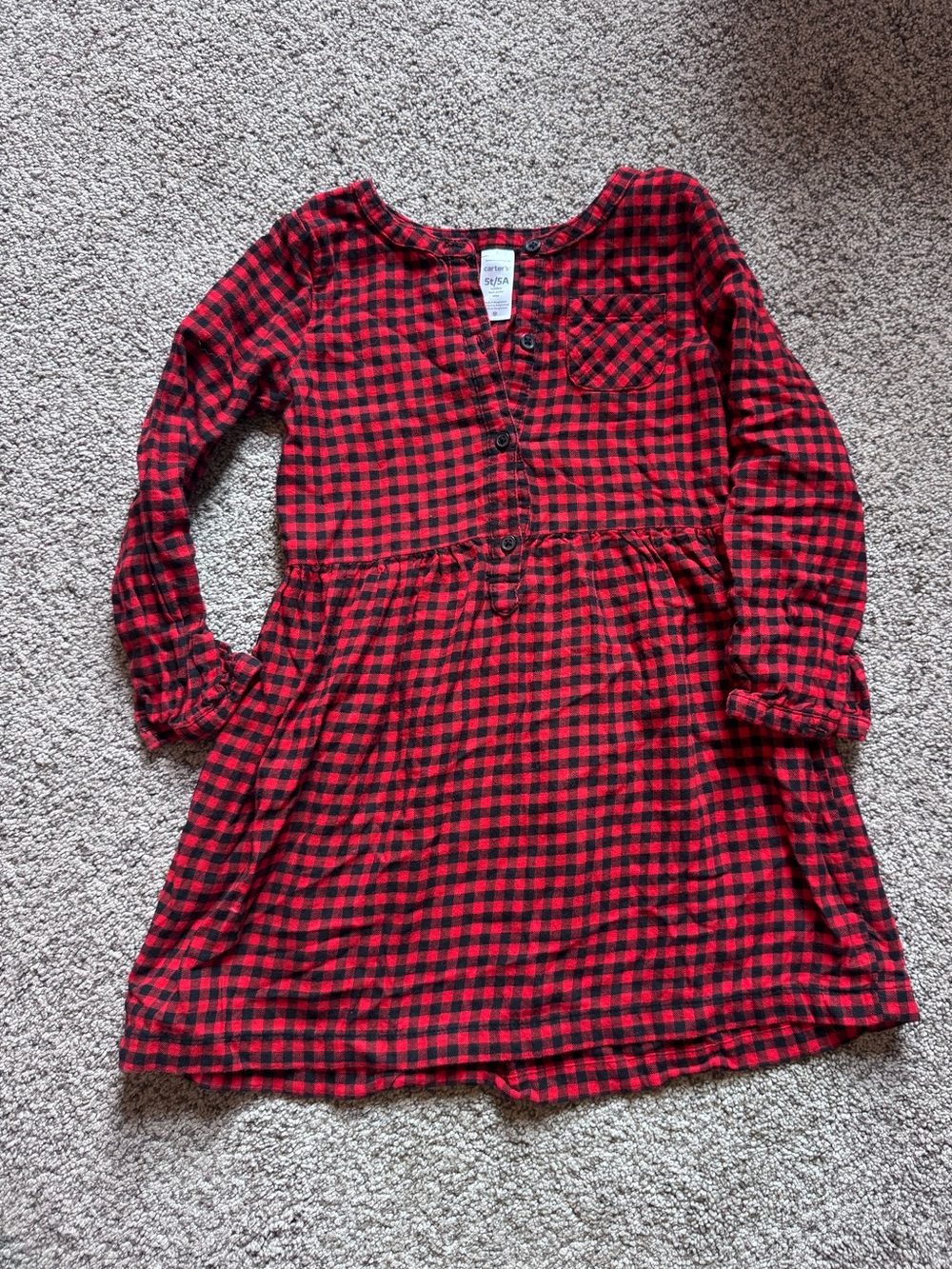 Carter's Red and Black Plaid Button-Front Dress